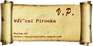 Vécsi Piroska névjegykártya